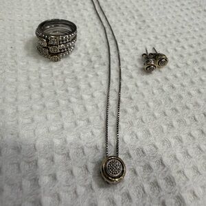 Elegant 925 Silver and Gold with real Diamond Jewelry Set